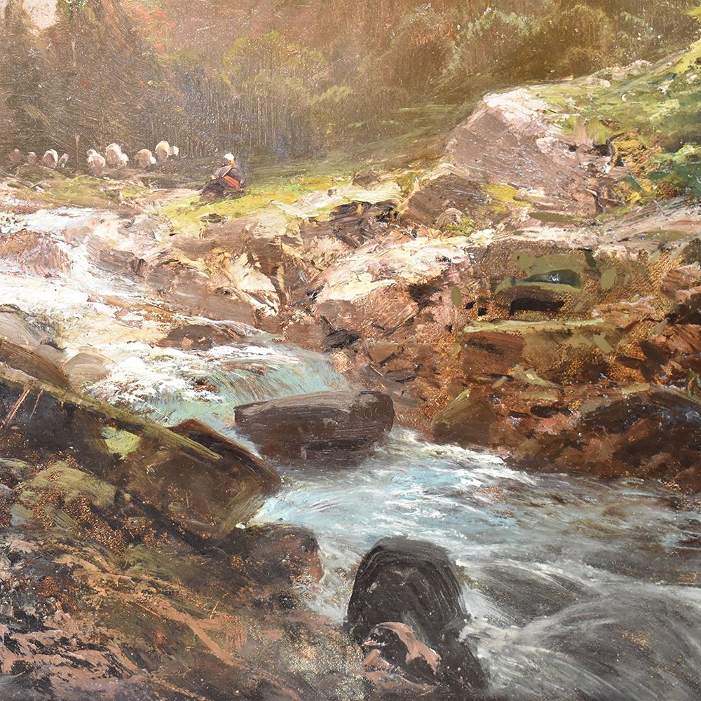 QP261 antique painting mountain landscape painting nature painting XIX century.jpg